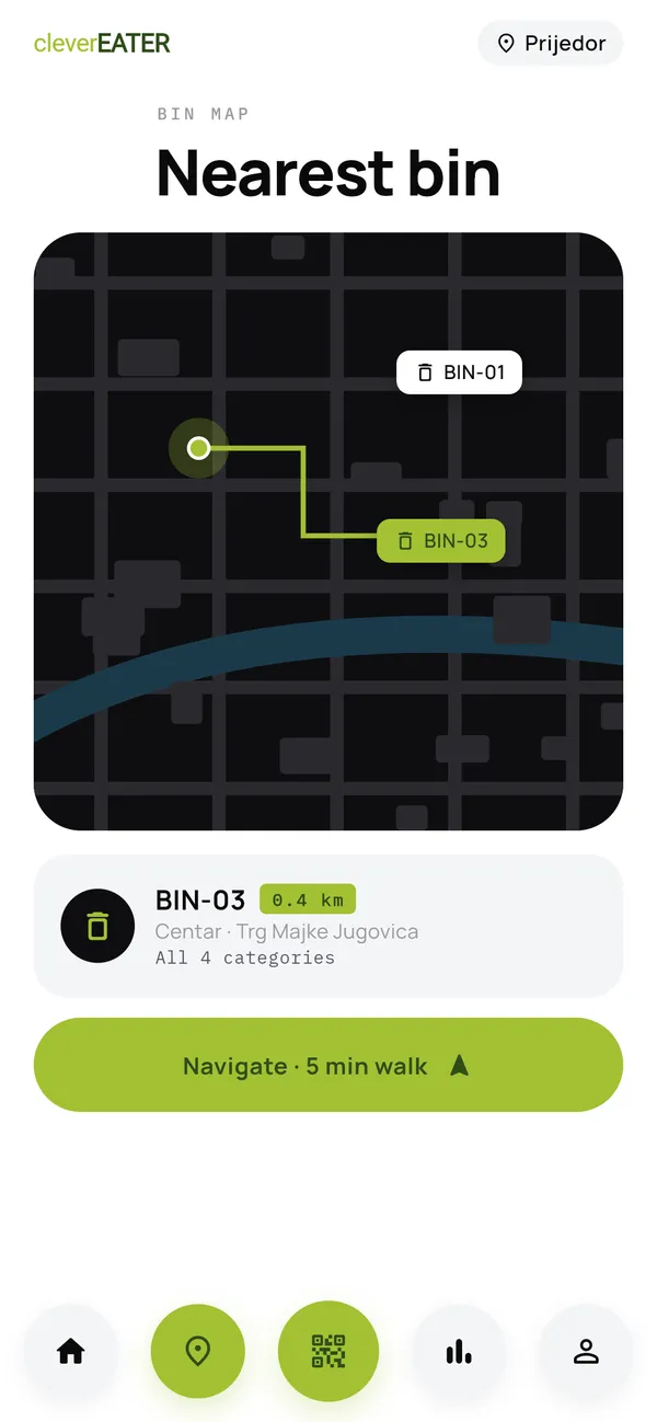 cleverEATER: Nearest bin